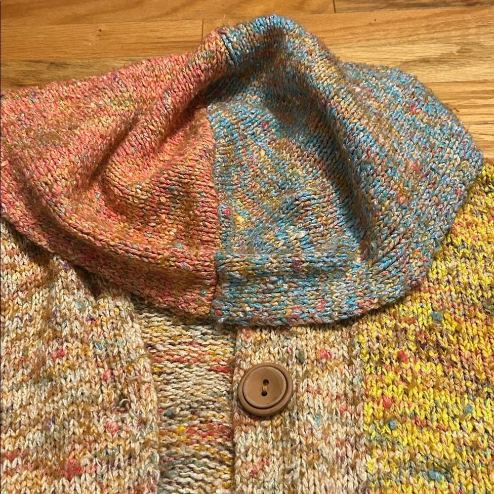 Free People Vibe Check Rainbow Multicolor Hoodie. Hooded knit cardigan. Small - Picture 4 of 10